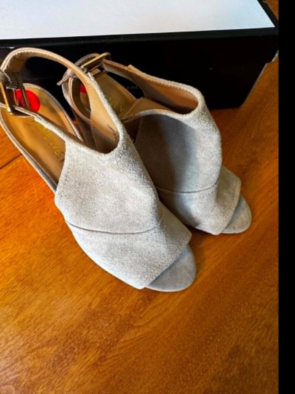 Nine West Beige Suede Slingback Wedge Sandals • Size 6 - Picture 2 of 4